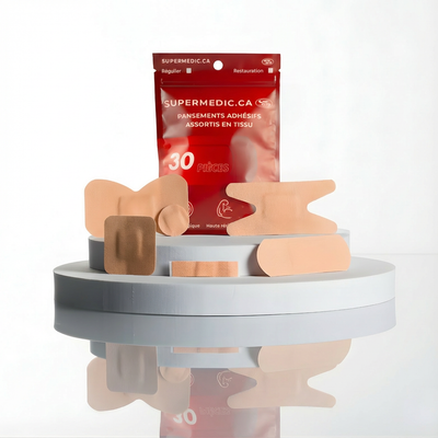 Assortiment pansements tissu confortables respirants pour peaux sensibles - SuperMedic