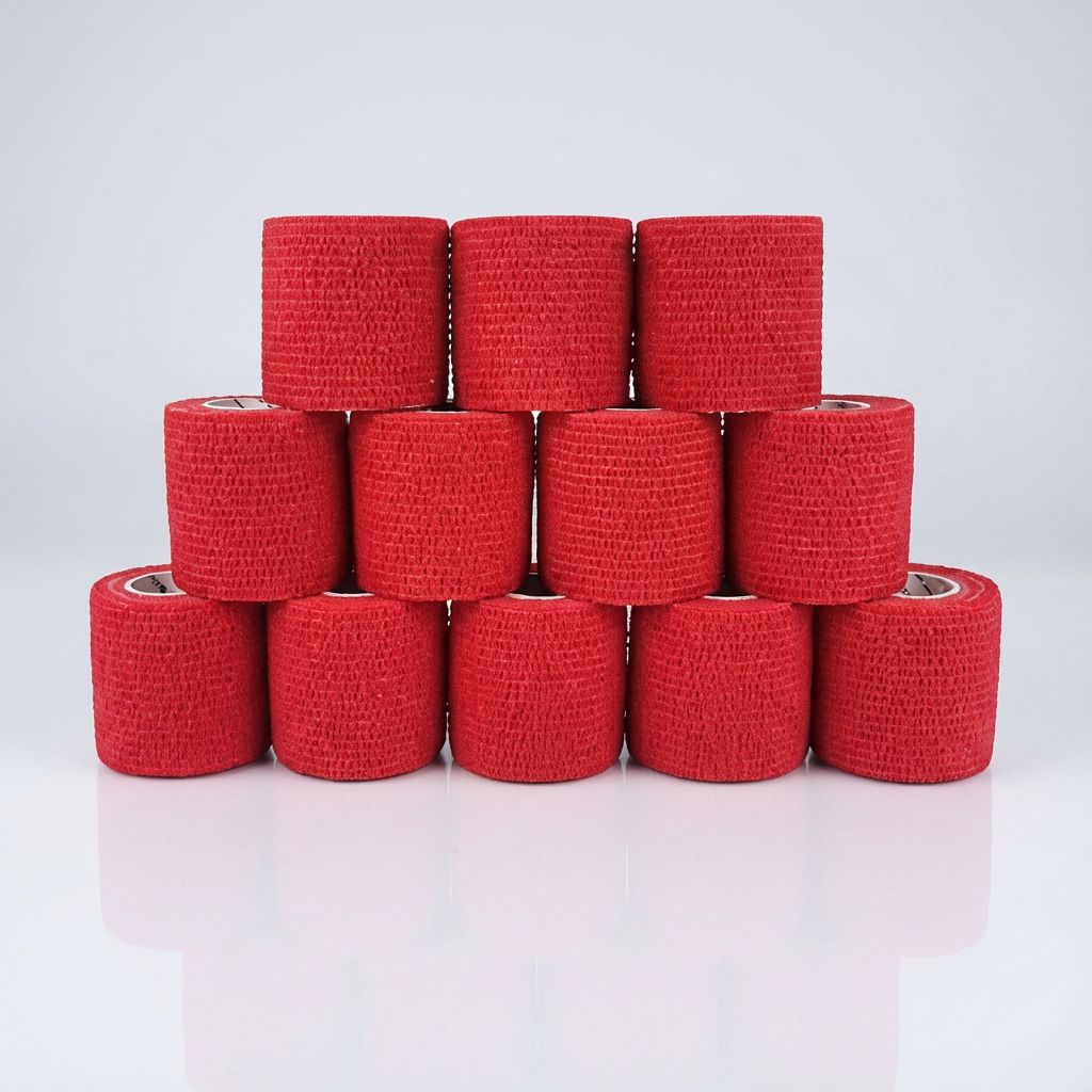 Bandage cohésif rouge (hypoallergène)