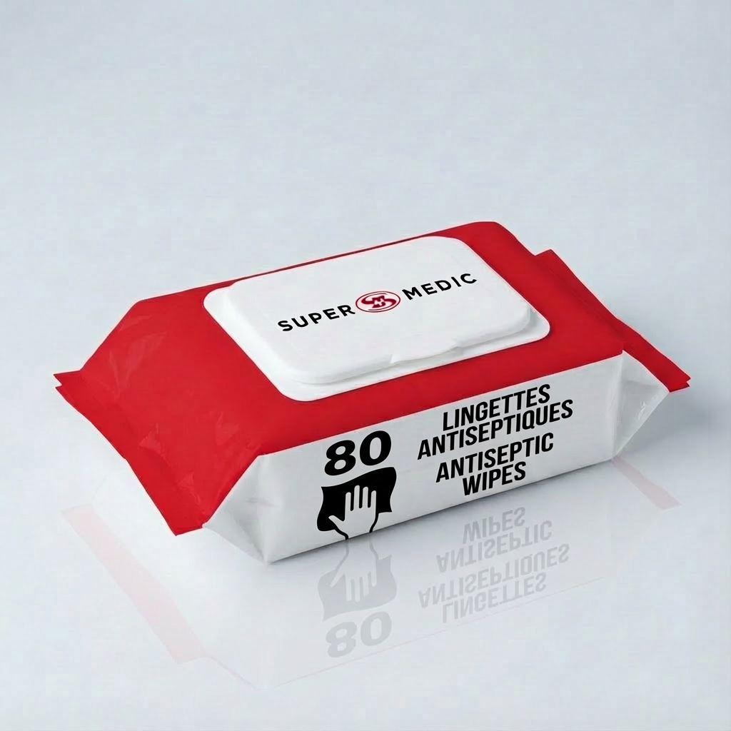 Lingettes désinfectantes SuperMedic usage unique hygiéniques intervention urgence rapide sécuritaire
