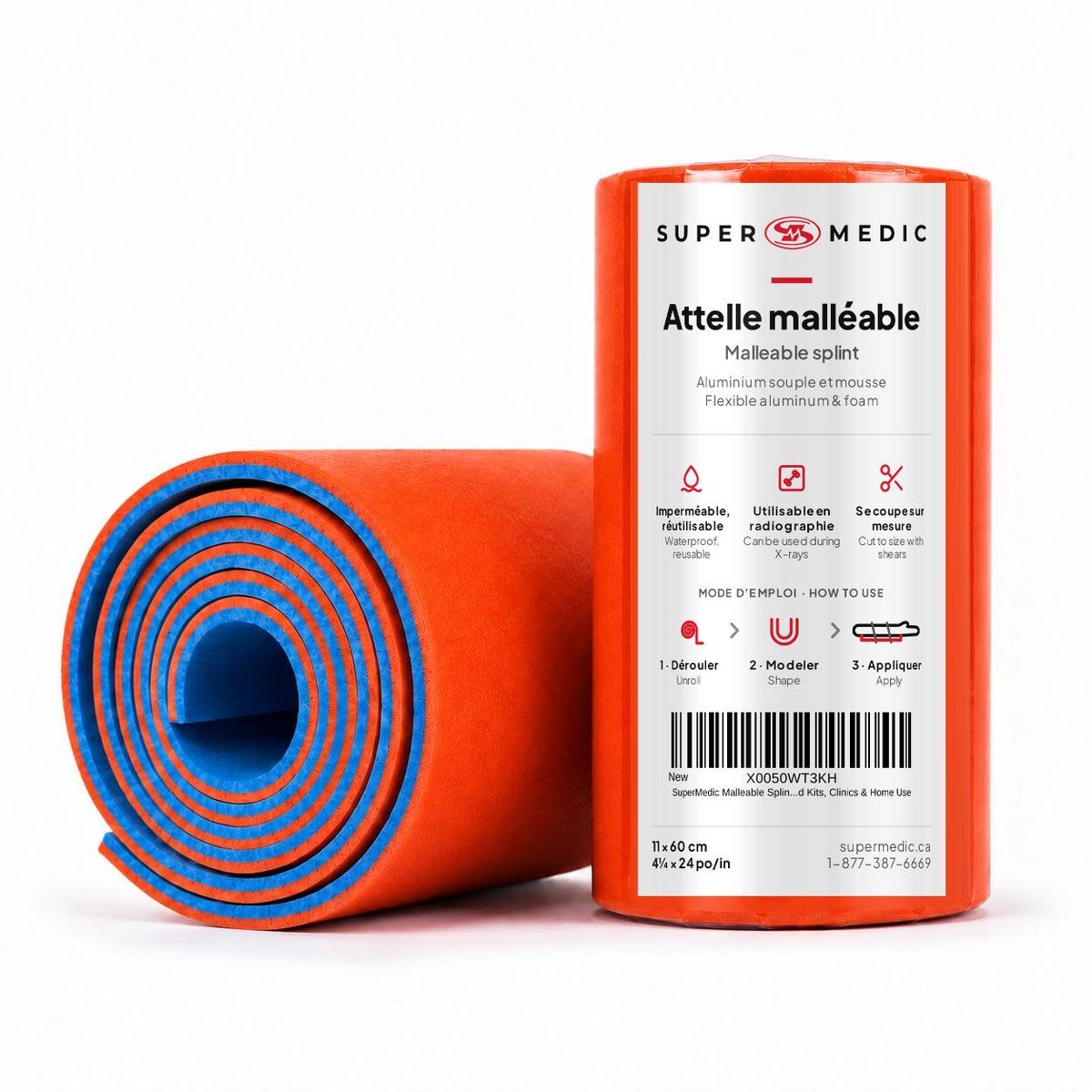 Attelle malléable aluminium — Immobilisation doigt, main et poignet — Premiers secours